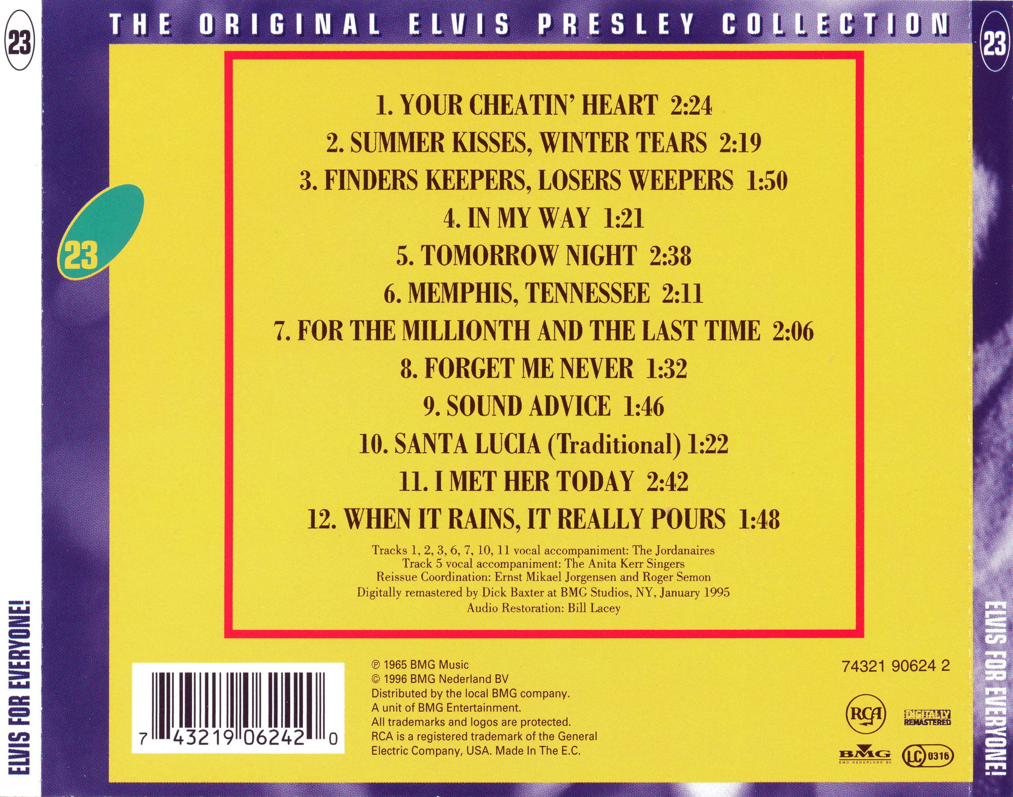 Elvis Presley  The Original Elvis Presley Collection 23; Elvis For Everyone! : Back